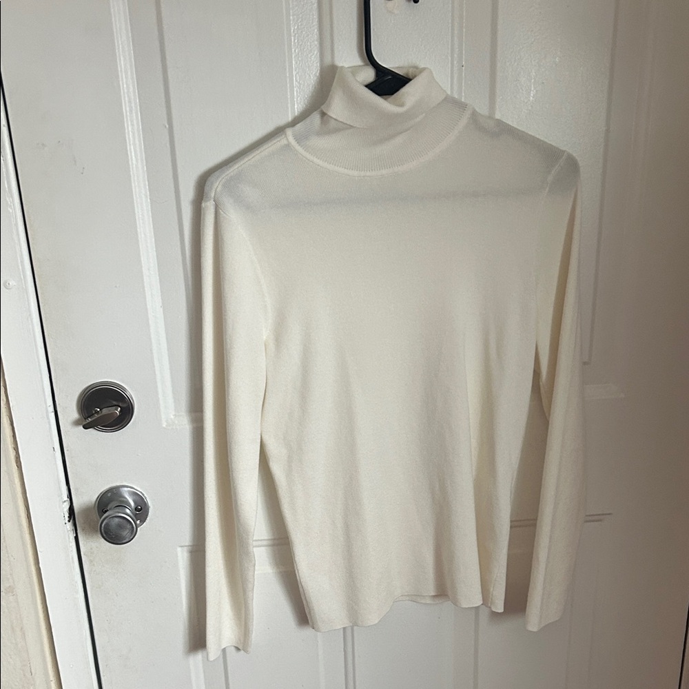 Chicos Cream Ribbed Turtleneck